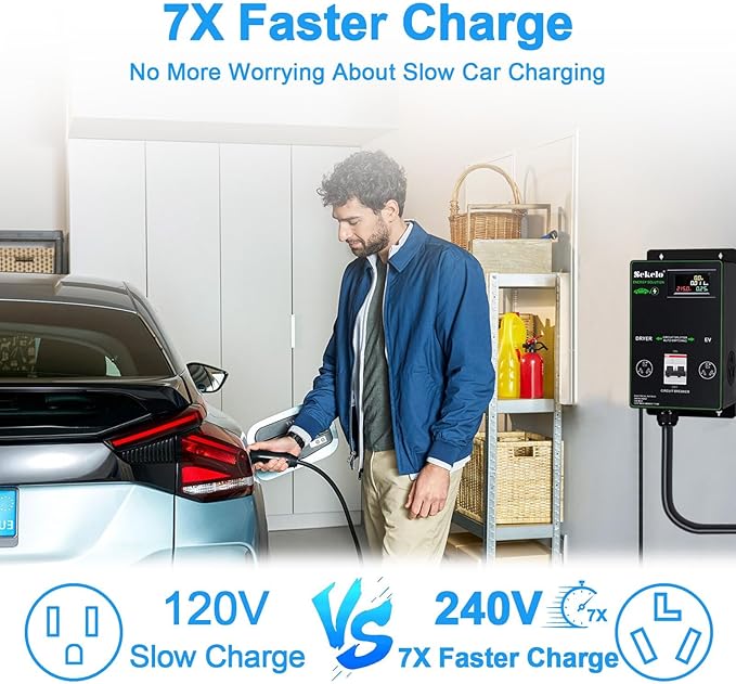 Smart EV Charging Integration: Sekelo Automatic Power Switch for Dryer & EV, NEMA 10-30, Fast Charging, Real-time Display