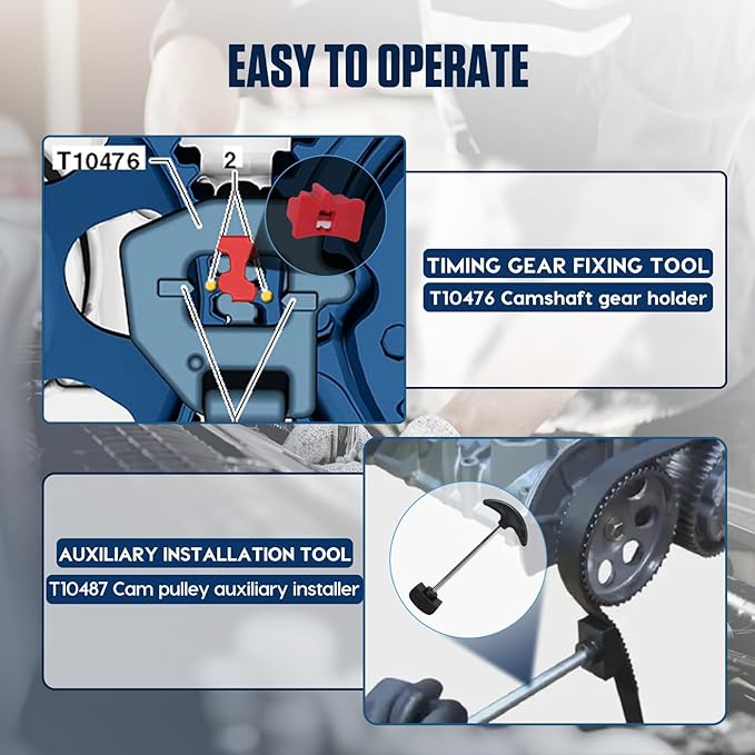 Engine Camshaft Tool Set, 6PCS Timing Belt Tool Kit for VAG EA211 1.0L 1.2L 1.4L 1.6L FSI TSI TFSI Petrol Engine Compatible with VW Audi A3 /Golf 7/New Jetta/Skoda/Santana/LaVida