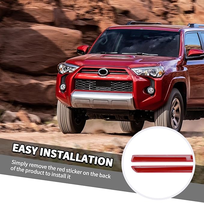 Jimen Compatible with Toyota 4Runner 2020-2024, Front Center Grille Inserts Cover Exterior Trim Accessories (Red)