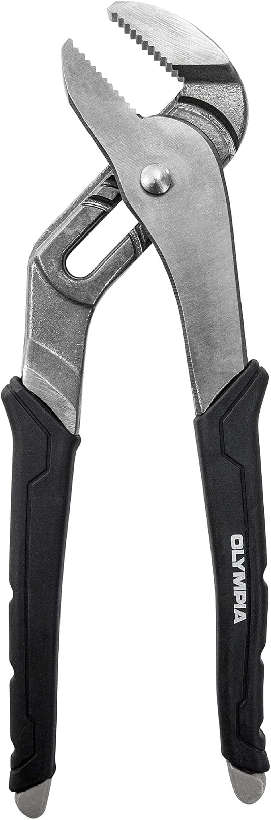 Olympia Tools 10-Inch Tongue and Groove Pliers, Straight Jaw Pliers with Cushion grip, 6 Jaw positions, 2.1" Jaw Capacity