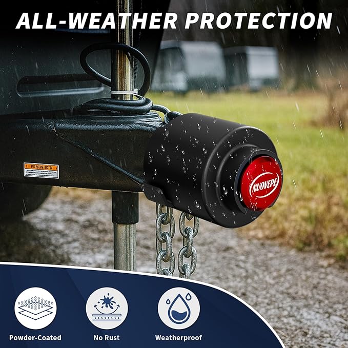 Trailer Lock Fits 2 5/16 Inch Couplers, Secures Safety Chains Anti-Theft Ball Hitch Lock, Pry-Resistant & Heavy-Duty Trailer Hitch Locks for RV | Cargo | Camper | Dump Trailer (Red)