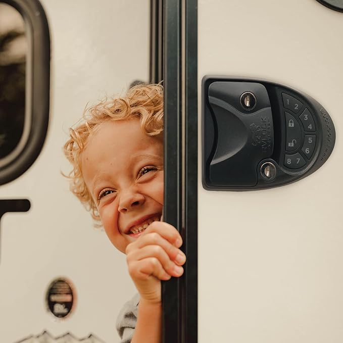 RVLOCK V4 Premium Metal RV Door Lock with Keypad and Remote, Secure and Convenient Keyless Camper Door Lock Replacement, Durable Replacement for Trailers, Patented Security Technology