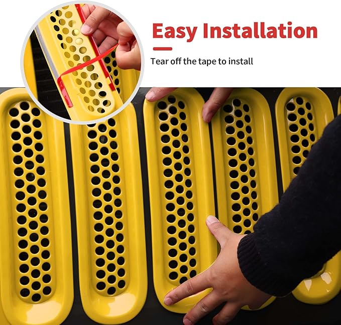 Mesh Grill Insert Grille Inserts Cover Fit for 2007-2018 Jeep Wrangler JK JKU(Yellow)