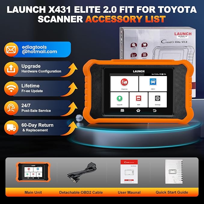 2025 LAUNCH Creader Elite V2.0 fit for Toyota Lexus Bi-Directional Scan Tool, Full System OBD2 Scanner, All Reset Service Code Reader, AUTOVIN, ECU Code, Battery Registration, Lifetime Free Update