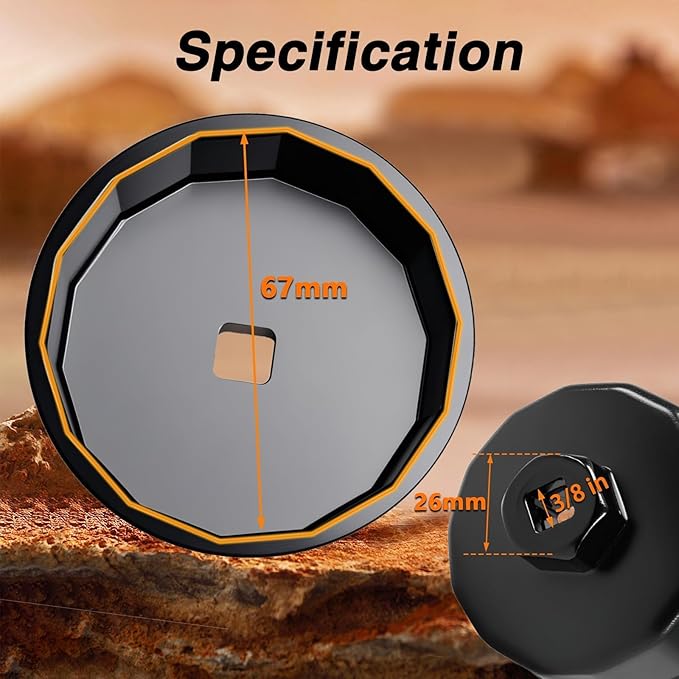 67mm 14 Flutes 3/8’’ Drive Oil Filter Cap Removal Socket Tool Oil Filter Wrench Oil Filter Cap Spanner to Change Oil Filter Compatible with Subaru 15208AA160 15208AA100 Oil Filter Housing