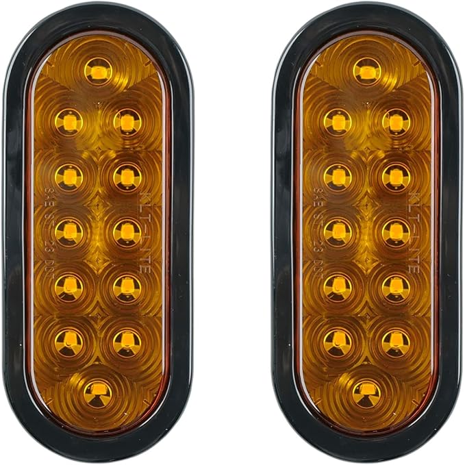 2Pcs 6" Oval LED Red Tail Trailer Light 12LEDs, IP65 Waterproof, Stop Brake Turn Signal Reverse marker, Surface Mount, For Bus Lorry Camper Boat Bus Truck RV Pickup Golf Cart Motorcycle