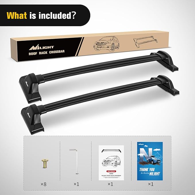 Nilight Roof Rack Cross Bars Fit for Honda CRV 2007 2008 2009 2010 2011 with Fixed Point, Adjustable Aluminum Car Crossbars with Rubber Pad for Cargo Carrier Luggage Bike Kayak Rooftop Tent Snowboard