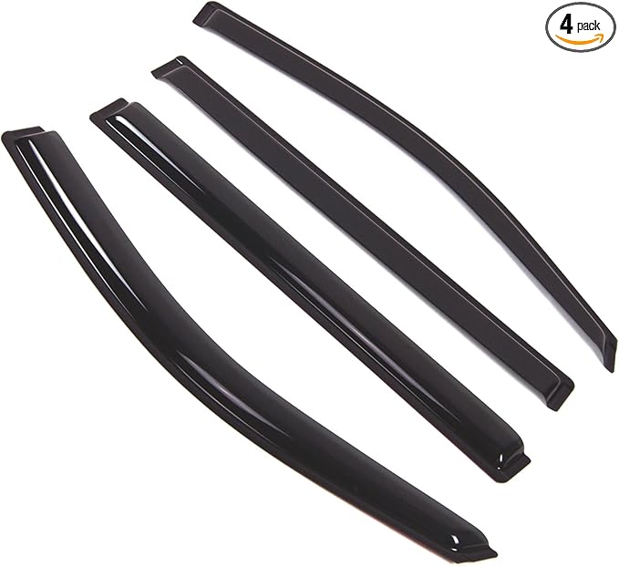 TuningPros Outside Mount Window Vent Visors Rain Guards Compatible with GMC Yukon XL 2015-2016 | Side Window Wind Deflectors Rain Shields | Smoke Tinted, 4 Pcs Set, DGWV-785