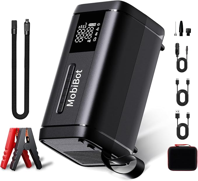 4-in-1 Jump Starter with Dual Cylinder Air Compressor,Dual Power Supply 12V DC and Built-in 20000mAh PD 65W PowerBank,4000A Portable Car Battery Charger,160 PSI Cordless Tire Inflator Air Pump