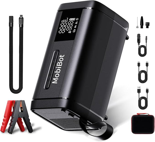 4-in-1 Jump Starter with Dual Cylinder Air Compressor,Dual Power Supply 12V DC and Built-in 20000mAh PD 65W PowerBank,4000A Portable Car Battery Charger,160 PSI Cordless Tire Inflator Air Pump