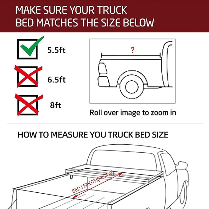 Kikito HTL Low-Profile Hard Tri-Fold Tonneau Cover for 2015-2025 F-150, 5.5' (67.1in) Truck Bed