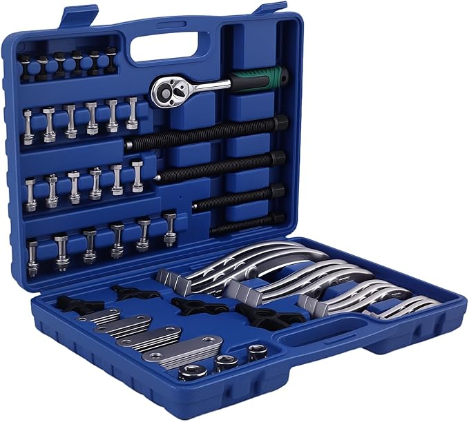 maXpeedingrods 3" 4" 6" 8" Gear Puller Set, 2 Jaw & 3 Jaw Bearing Puller Kit with Ratchet Wrench, 72pcs Reversible Jaw Gear Pulling Tool for Internal External Bearing Gear Pulley Flywheel Removal