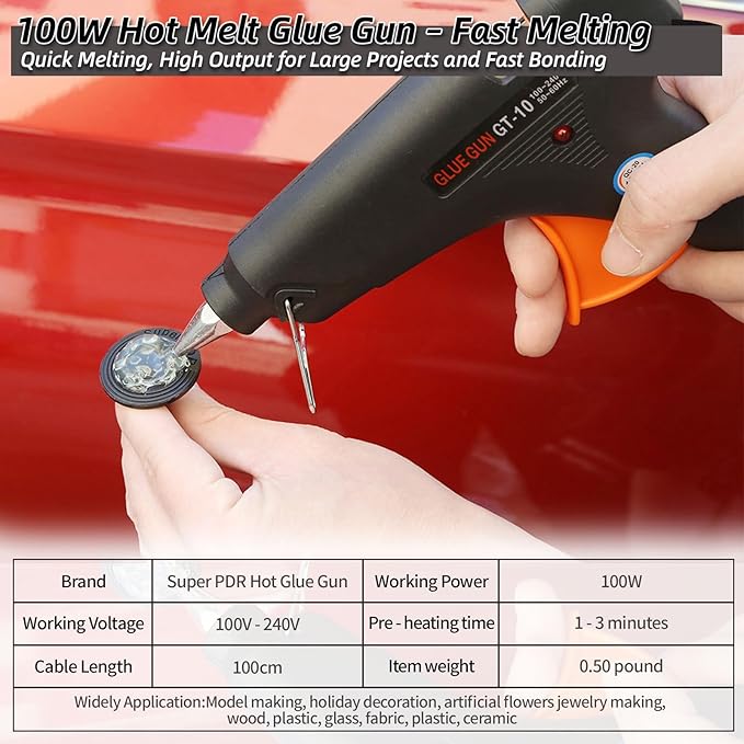 Super PDR Paintless Dent Repair Kit, Car Dent Removal Tools, PDR Tools, Dent Puller Kit with Dent Lifter, Bridge Puller, Slide Hammer T-Bar for Car Body Dents, Kit Includes Glue Removal Tool