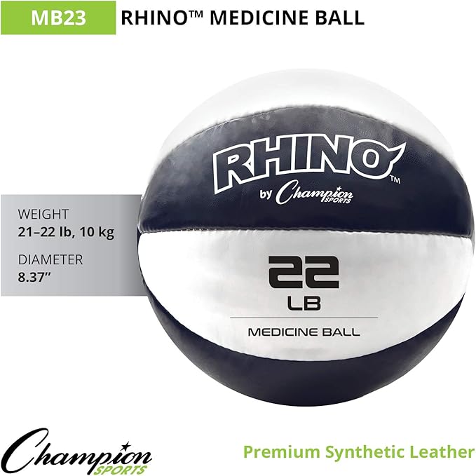 Champion Sports Exercise Medicine Balls, Leather with No-Slip Grip - Weighted Med Ball Set for Weight Training, Stability, Plyometrics, Cross Training, Core Strength - Multiple Styles