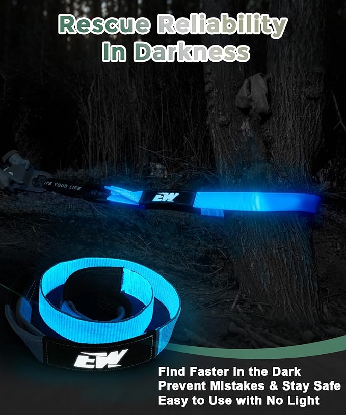 NIXFACE Off Road Recovery Kit | 3in x 8ft Night Glow Tree Saver | 10-Ton Snatch Block | Soft Shackles | Portable Storage Bag | Essential Tool Equipment for Recover Stuck Vehicle Winch Accessory