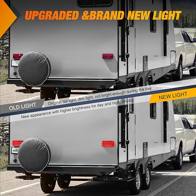 Nilight RV Tail Light 2PCS 54 LED White License Plate Lights Red Running Stop Brake Turn Signals Surface Mount Waterproof Taillights for Camper Van Caravan