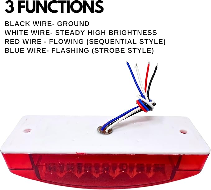 10x Amber + 10x Red 6" 21 LED Side Marker Clearance Light Rectangle 12V Truck Trailer Camper Boat Marine 6x2 Rectangular Surface Mount Sealed and Waterproof Strobe/Turn Functions