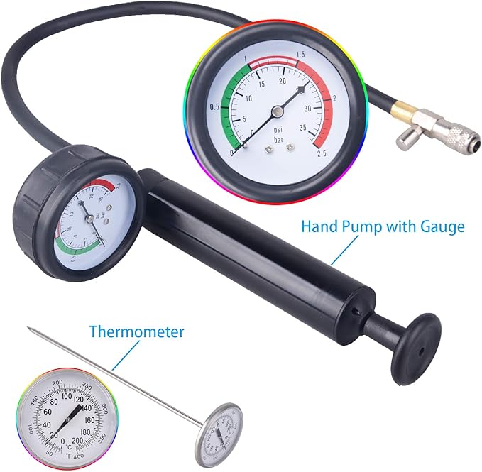 DAYUAN 28pcs Universal Radiator Pressure Tester Kit, coolant Pressure Tester Set coolant Vacuum Refill Tool for Cooling System (Red)