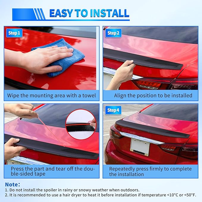 Nilight Spoiler Fit for Infiniti Q50 4 Door Sedan 2014 2015 2016 2017 2018 2019 2020 2021 2022 2023 2024 Spoilers for Cars Rear Spoiler Wing ABS Rear Trunk Lip Accessories, Carbon Fiber Pattern Black