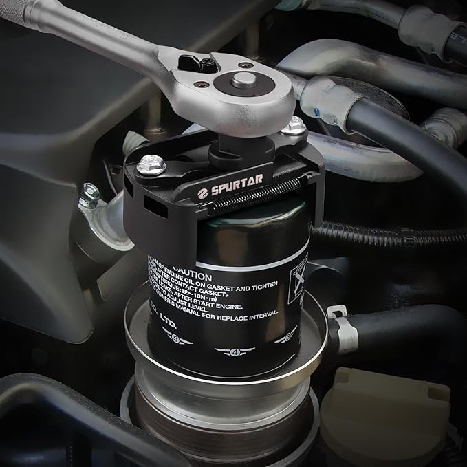 Spurtar Adjustable Oil Filter Wrench 2-3/8 to 3-1/8 inch 60-80mm Universal Oil Filter Removal Tool 1/2'' Drive Two-Way Cap Oil Filter Tool for Engine Filters, Conduit, & Fittings