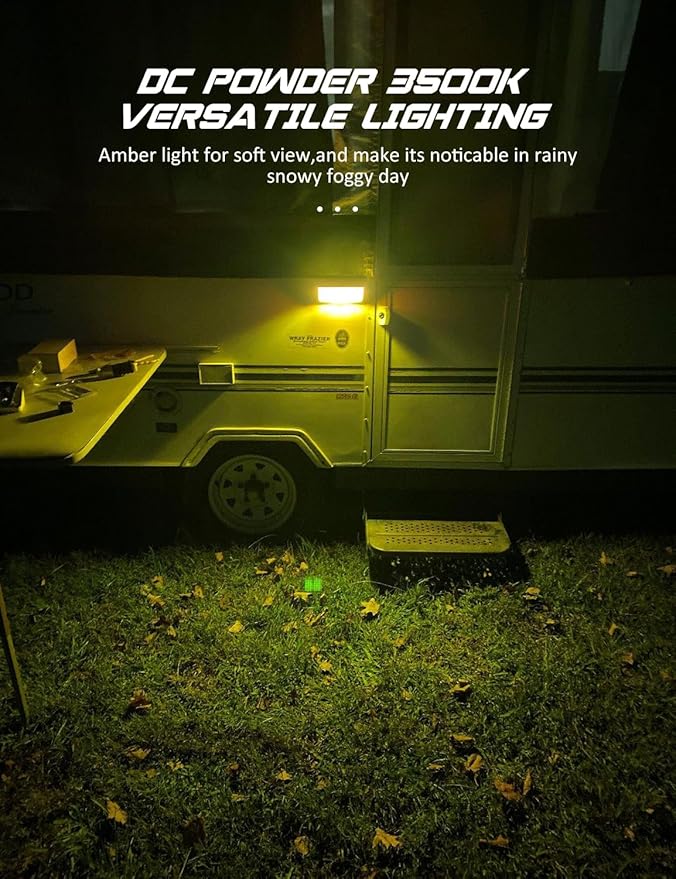 Chelhead RV Led Exterior Lights, Yellow 800lm Waterproof RV Porch Flood Lights 12V Exterior Light Fixture Compatible with RVs, Traliers, Campers