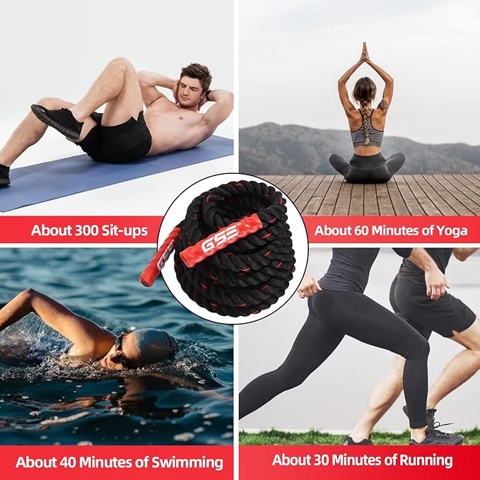GSE Games & Sports Expert Gym Battle Rope, Heavy-Duty Workout Ropes for Indoor & Outdoor Workout, Exercise Rope for Strength Training - 30,40,50 Feet Lengths Available