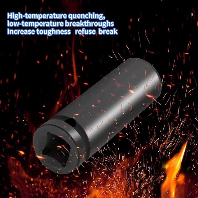 Meccion 1/2 Inch Drive Impact Socket 23mm Metric, 6 Point Cr-Mo Deep Impact Socket, 78mm Length