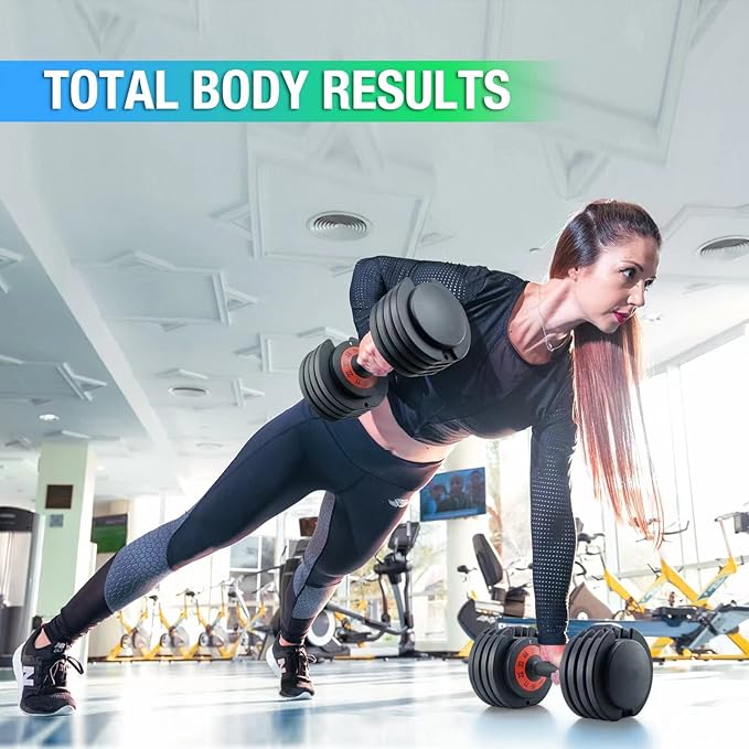 25/55 lbs Pair Adjustable Dumbbells Set, Dumbbells with Anti-Slip Metal Handle for Exercise & Fitness Fast Adjust Weight for Full Body Workout Fitness
