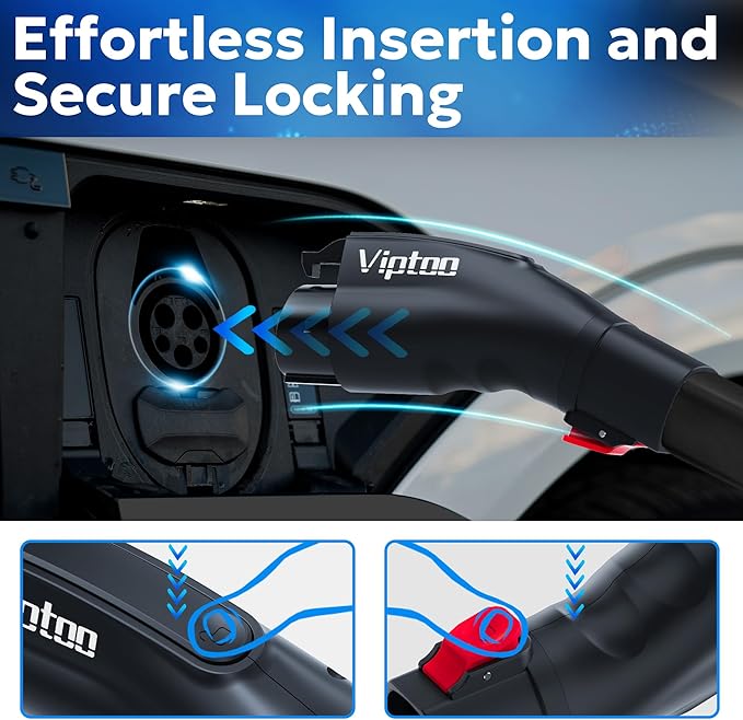 Adapter for Tesla to J1772 EV Charger [Only to J1772], Converter Up to 60Amp 250V AC with Press-Safety-Lock, Compatible with Tesla High-Powered Connectors, Destination/Mobile Chargers,Black