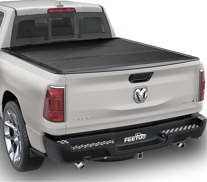 HTL Low-Profile Hard Tri-Fold Tonneau Cover Compatible with 2009-2025 Ram 1500 with 5.7FT Bed (67.4") w/o RamBox Truck Bed w/Track System
