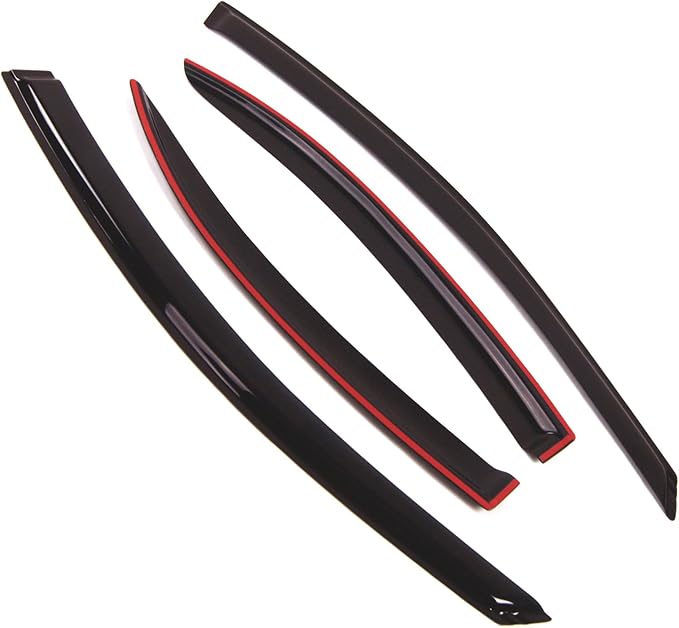 TuningPros Outside Mount Window Vent Visors Rain Guards Compatible with Chrysler Sebring 2001-2006 | Side Window Wind Deflectors Rain Shields | Smoke Tinted, 4 Pcs Set, DGWV-097S