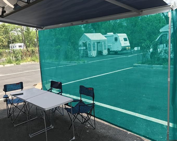 Tentproinc RV Awning Shade Screen 6'X17'3'' Gift Blue Mesh Sunshade Camping Trailer UV Sun Blocker Complete Kits - 3 Years Limited Warranty