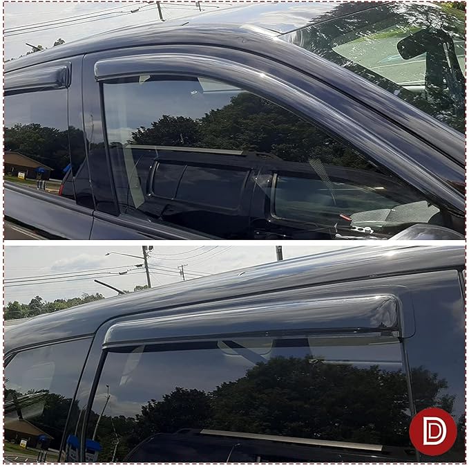 Original Side Rain Guards, 4pcs Out-Channel Tape-On Nice Wind Deflector Set, Window Visors fit for 2011-2020 Mitsubishi Outlander (Not Fit Outlander Sport Models) 94642