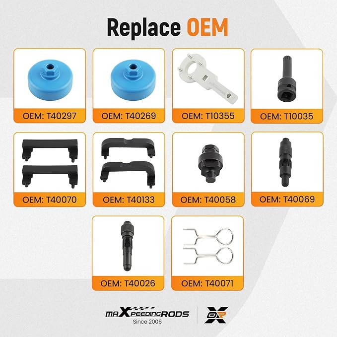 maXpeedingrods Camshaft Alignment Locking Timing Tool Kit for Audi VW 2.0T, 2.4, 2.8, 3.0T, 3.2T, 4.2, 5.2 T40133 T40070 T40026 T40071 T40058 T10172 T40069 T10035 T40079 T40269 T40297 Porsche 3.0T