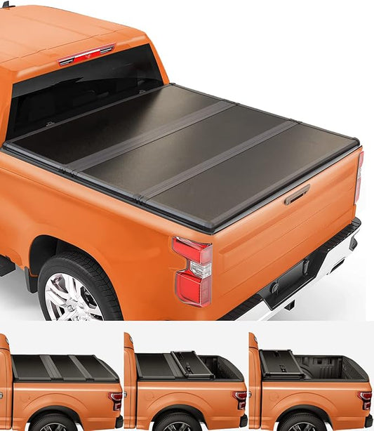 TIPTOP Tri-Fold Hard Tonneau Cover Truck Bed FRP On Top for 2007-2025 Silverado/Sierra 1500 5.8ft Bed (69.3") |Not for CarbonPro Bed| TPM3 |