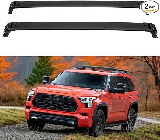2PCS Roof Rack Cross Bars Fit for Toyota Sequoia 2023 2024 2025 2026 Roof Luggage Carrier Crossbars Aluminum (Black)
