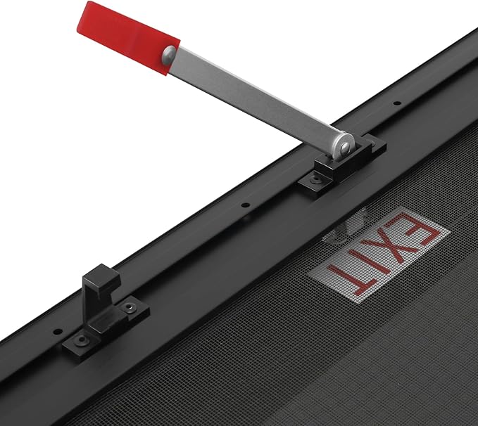 RV Exit Window, 36" W x 22" H Aluminum Camper RV Push Side Emergency Window Replacement Tempered Glass W/Trim Ring & Net Screen for Cargo Trailer Camper Van Truck