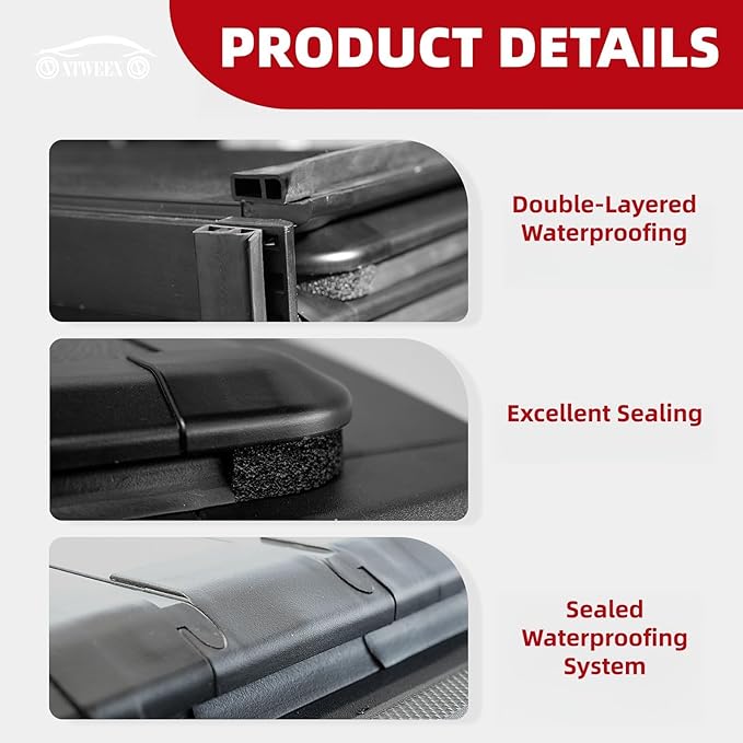 Hard Quad-Fold Tonneau Cover Truck Bed Fits 2015-2026 Ford F-150 Styleside (Not for Flareside) 6.5FT Bed