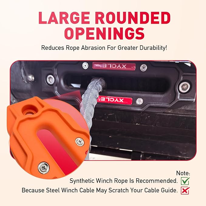 Winch Fairlead with Tow Hook,7075 Aluminum Hawse Fairlead with High Strength Alloy Steel Forged Winch Hook, 20000lb Winch Fairlead Hook (Orange)