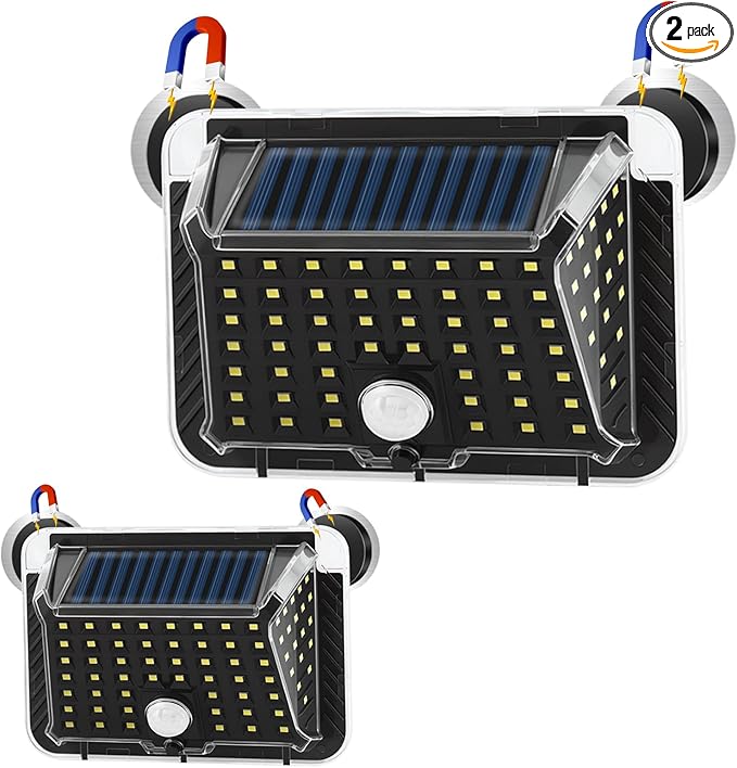Magnetic RV Solar Lights with Motion Sensor, Waterproof RV Exterior Lights for Camper, Trailer, 5th Wheel & Truck Porch, Outdoor Solar Lighting with Strong Magnets (2 Pack, Black)