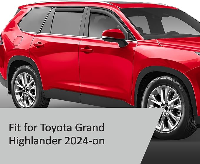 Voron Glass in-Channel Extra Durable Rain Guards for Toyota Grand Highlander 2024-2026, Window Deflectors, Vent Window Visors, 4 Pieces - 200611