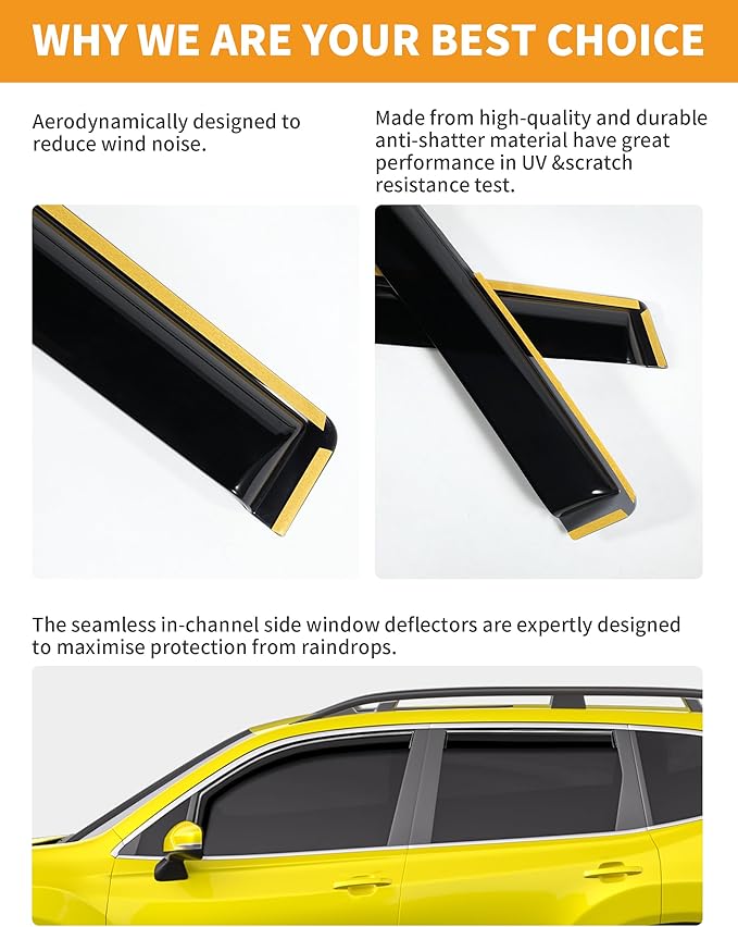 in-Channel Window Rain Guards Intended for Subaru Forester 2019-2024 Extra Durable Side Window Deflectors Rain Guard Window Visor Vent Visors Vent Shades Exterior Car Accessories - 4 pcs