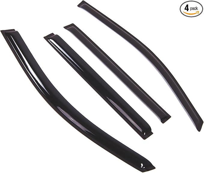 TuningPros Outside Mount Window Vent Visors Rain Guards Compatible with GMC Yukon Denali 2015-2016 | Side Window Wind Deflectors Rain Shields | Smoke Tinted, 4 Pcs Set, DGWV-763-2