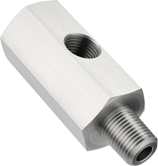 EVIL ENERGY 1/8 NPT Oil Pressure Sensor Tee Adapter, Stainless Steel 1/8 NPT Female to Male Threaded Oil Pressure Adapter with 1/8 NPT Female Port, Sliver