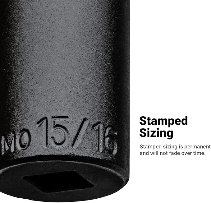 Capri Tools 1/2-Inch Shallow Impact Socket, 1/2-Inch Drive, 6-Point, SAE