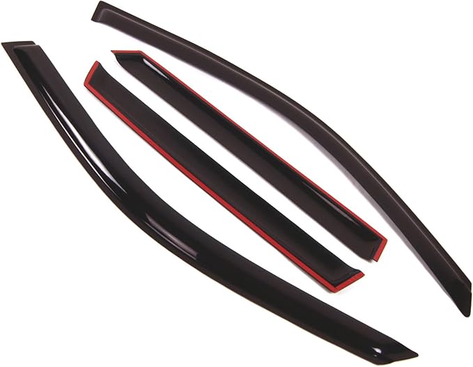 TuningPros Outside Mount Window Vent Visors Rain Guards Compatible with BMW X5 2000-2006 | Side Window Wind Deflectors Rain Shields | Smoke Tinted, 4 Pcs Set, DGWV-007