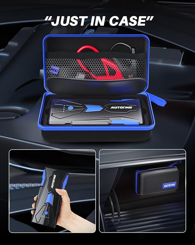 AUTOONE 6500A Car Battery Jump Starter Up to All Gas & 12L Diesel Engine, Car Battery Jumper Starter Portable 12V Jump Box with USB Output, Storage Case, LED Flashlight