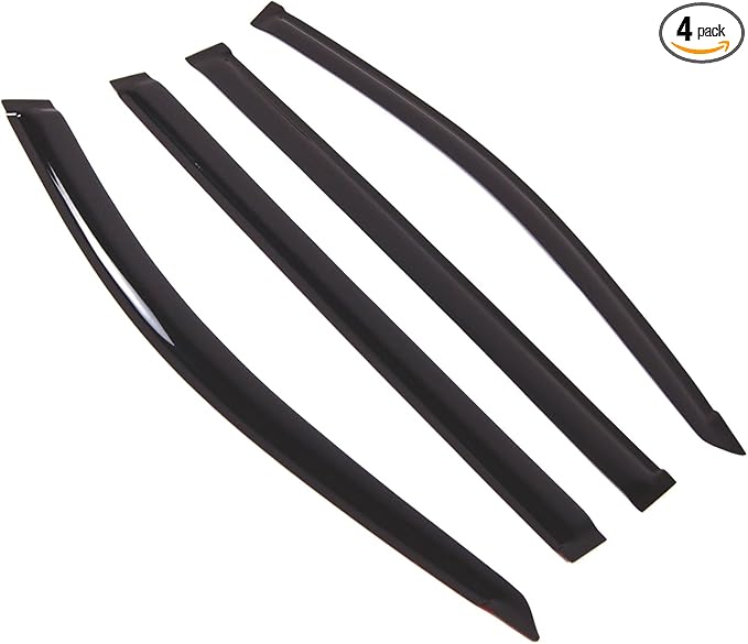 TuningPros Outside Mount Window Vent Visors Rain Guards Compatible with Dodge Grand Caravan 2008-2016 | Side Window Wind Deflectors Rain Shields | Smoke Tinted, 4 Pcs Set, DGWV-790