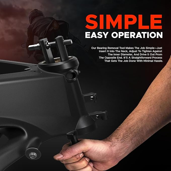 Motorcycle Steering Stem Bearing Race Removal Tool Compatible with 1-1/8" to 2-5/8" ID Races, Universal Neck Bearing Race Puller and Extraction Tool