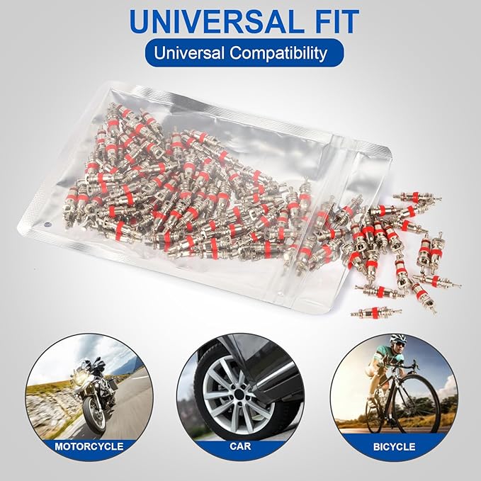 9002/TRC1 Nickel Plated Brass Tire Valve Core for Most Automotive, RV, ATV, Tire Valve Stems Remover Replacement, Length 0.75'',Dia 0.2'', Pack of 100